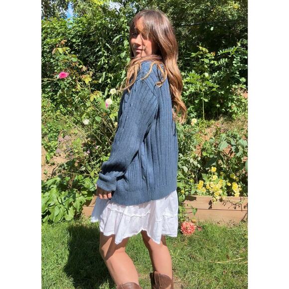 Navy Grandpa Cardigan — 90s / Slouchy Layering Knit - Picture 3 of 5